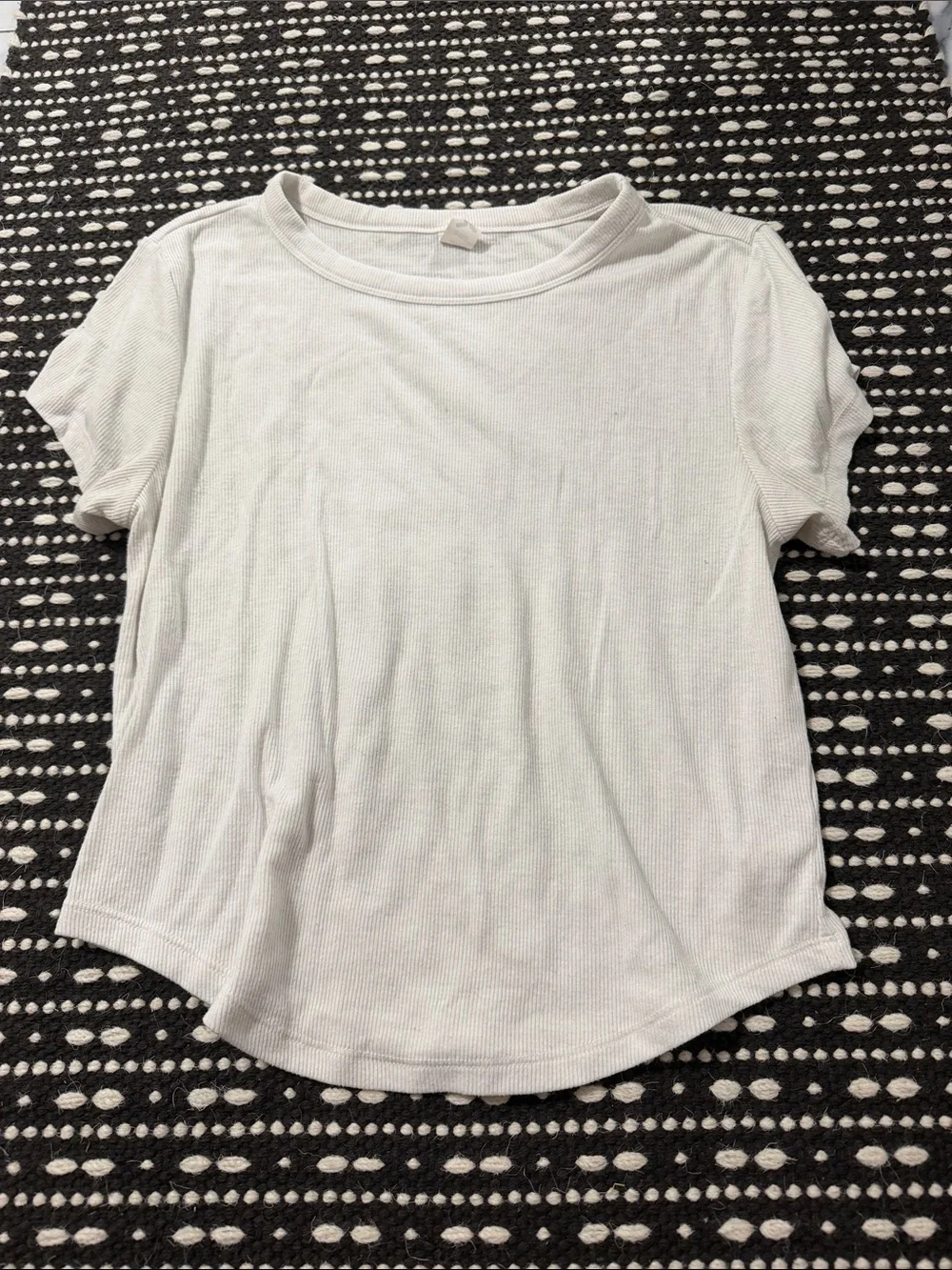 Old Navy Girls White Ribbed Short Sleeve Tee